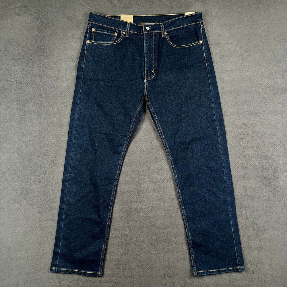 Levis 505 Jeans Mens 36x30 Dark Indigo Wash Regular Fit Classic Straight Leg NEW